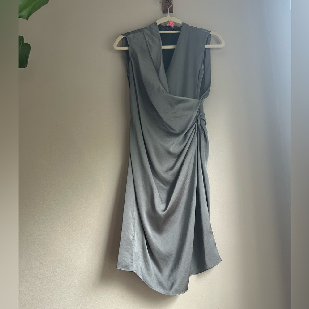 Elegant Silk Gray Sleeveless Dress